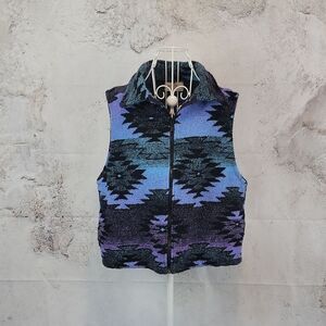 Black Mountain Outdoor Aztec Pattern Fleece Vest Womens Size L